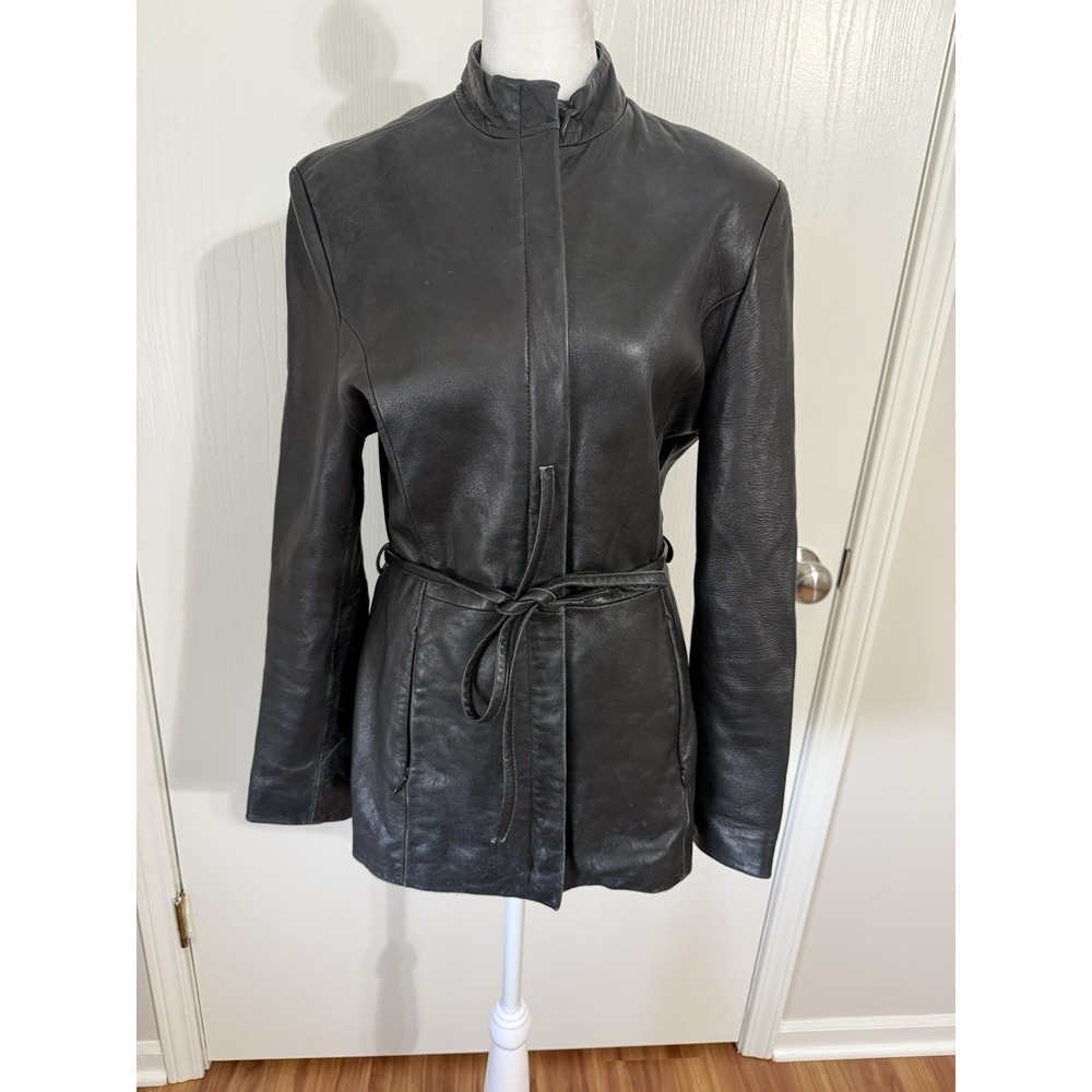 Wilsons Women's Leather Black Blazer Jacket Medium Heavy Motorcycle Biker Grunge